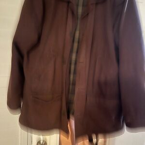 Lands' End Brown Plaid Jacket